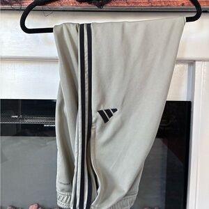 Adidas Men’s Light Gray/tan Joggers with Black Stripes